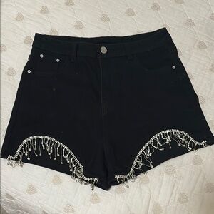 Black Beaded Women's Shorts